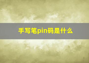 手写笔pin码是什么