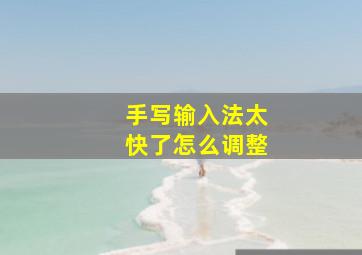 手写输入法太快了怎么调整