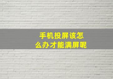 手机投屏该怎么办才能满屏呢