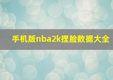 手机版nba2k捏脸数据大全