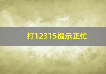 打12315提示正忙