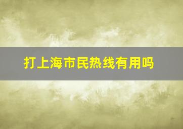 打上海市民热线有用吗