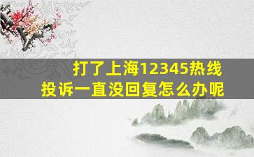 打了上海12345热线投诉一直没回复怎么办呢