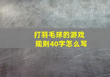 打羽毛球的游戏规则40字怎么写