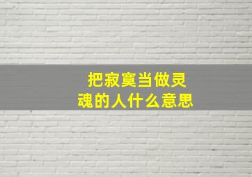 把寂寞当做灵魂的人什么意思