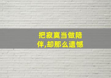 把寂寞当做陪伴,却那么遗憾