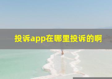 投诉app在哪里投诉的啊