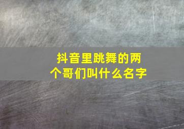 抖音里跳舞的两个哥们叫什么名字