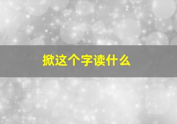 掀这个字读什么