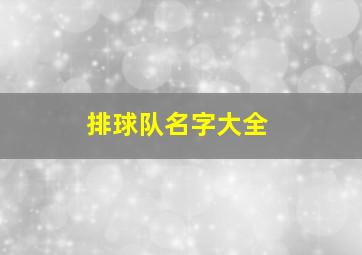 排球队名字大全