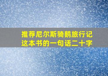 推荐尼尔斯骑鹅旅行记这本书的一句话二十字