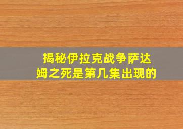 揭秘伊拉克战争萨达姆之死是第几集出现的