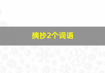 摘抄2个词语