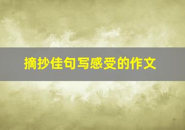 摘抄佳句写感受的作文