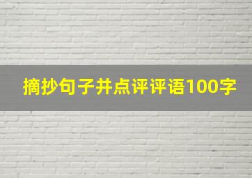 摘抄句子并点评评语100字