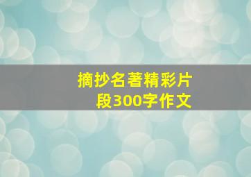 摘抄名著精彩片段300字作文