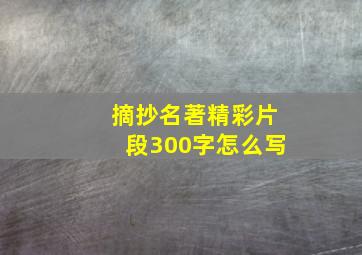 摘抄名著精彩片段300字怎么写