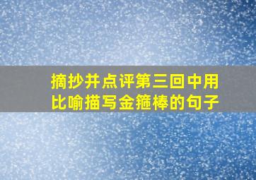 摘抄并点评第三回中用比喻描写金箍棒的句子