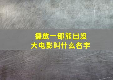 播放一部熊出没大电影叫什么名字