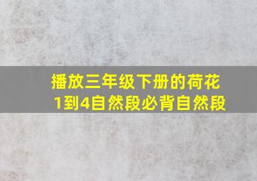 播放三年级下册的荷花1到4自然段必背自然段