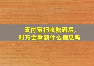 支付宝扫收款码后,对方会看到什么信息吗