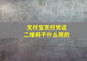 支付宝支付凭证二维码干什么用的