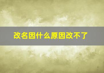 改名因什么原因改不了