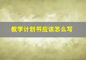 教学计划书应该怎么写