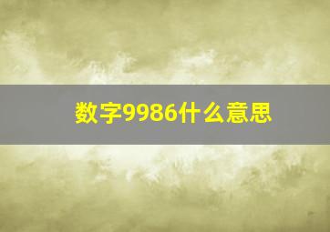 数字9986什么意思