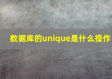 数据库的unique是什么操作