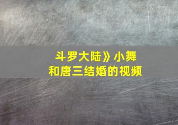 斗罗大陆》小舞和唐三结婚的视频