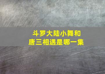 斗罗大陆小舞和唐三相遇是哪一集