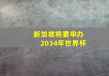 新加坡将要申办2034年世界杯