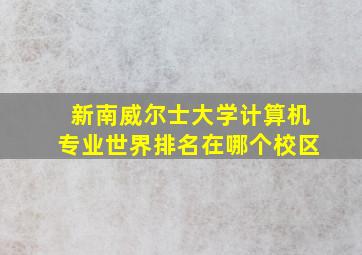 新南威尔士大学计算机专业世界排名在哪个校区