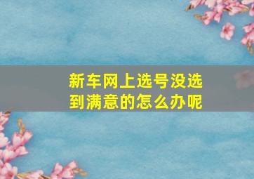 新车网上选号没选到满意的怎么办呢