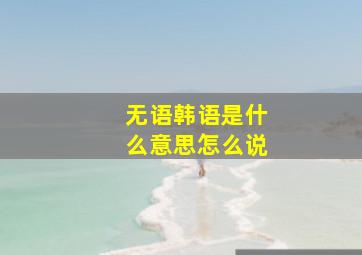 无语韩语是什么意思怎么说