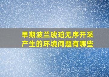 早期波兰琥珀无序开采产生的环境问题有哪些