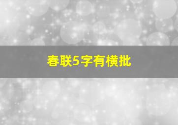 春联5字有横批