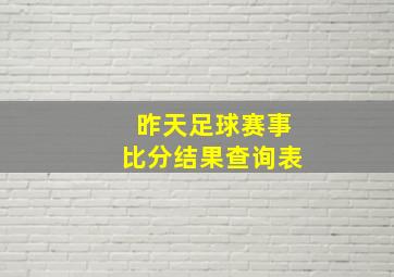 昨天足球赛事比分结果查询表