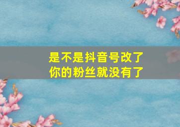 是不是抖音号改了你的粉丝就没有了