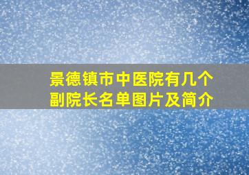 景德镇市中医院有几个副院长名单图片及简介