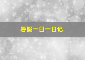 暑假一日一日记