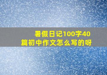 暑假日记100字40篇初中作文怎么写的呀