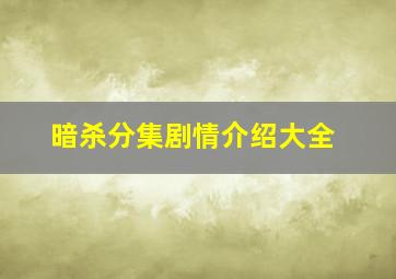 暗杀分集剧情介绍大全