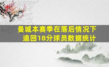 曼城本赛季在落后情况下追回18分球员数据统计