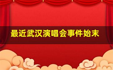 最近武汉演唱会事件始末