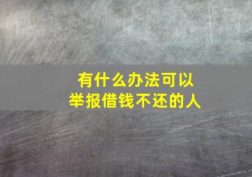 有什么办法可以举报借钱不还的人