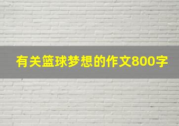 有关篮球梦想的作文800字