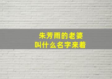 朱芳雨的老婆叫什么名字来着