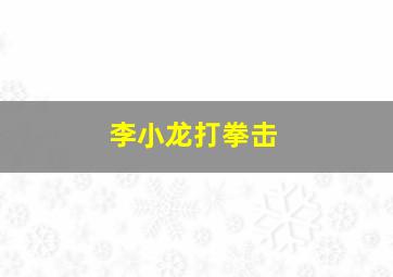 李小龙打拳击